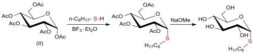 Synthese von n-Octyl-α-thioglucopyranosid aus Pentaacetyl-β-glucose