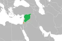 Map indicating locations of Syria and Palestine