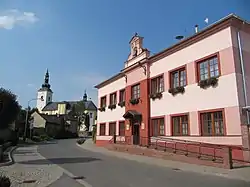 Municipal office and the Church of Saints Peter and Paul