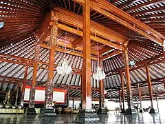 Interior of Javanese Joglo house, Central Java pavilion