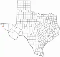 Location of Fabens, Texas