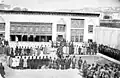 Hail ceremony to the King Mozaffar ad-Din Shah Qajar, during his residence in Tabriz as Crown Prince, Aali Qapu, late 1800s.