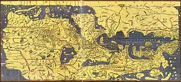 Tabula Rogeriana world map by Muhammad al-Idrisi in 1154north is to the bottom