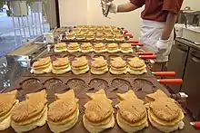 Taiyaki, literally "baked sea bream", is a Japanese fish-shaped cake.