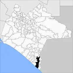 The location of Tapachula municipality in Chiapas