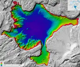 Bathymetric map of Lake Tarawera