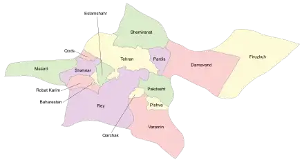 Counties of Tehran Province