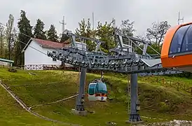 View of the cable car in the top