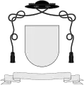 Galero sable with one tassel per side (and blank shield), used by armigerous priests in place of a helmet