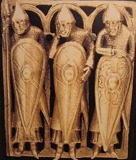 Kite shields as depicted on the Temple Pyx