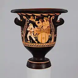 Papposilenus in a Dionysian procession, bell-krater from Paestum, Magna Graecia, c. 355 BC (Metropolitan Museum of Art)