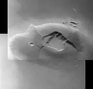 Viking 1 orbiter image of Tharsis Tholus (1977).