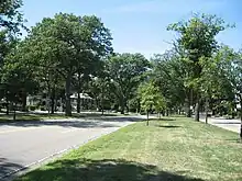 The Arborway, between Jamaica Pond and the Arnold Arboretum.