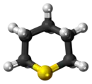 Ball-and-stick model of the thiane molecule