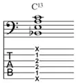 "Thirteenth chord inversion with no fifth or ninth and the flatted seventh in the bass." Playⓘ