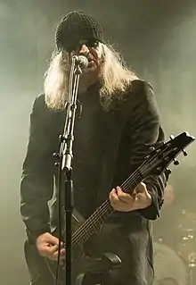 Fischer on stage with Triptykon in 2014