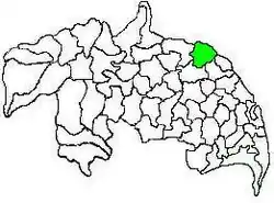 Mandal map of Guntur district showing  Thullur mandal (in green)