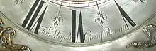 Clock face signature of Tim Mason