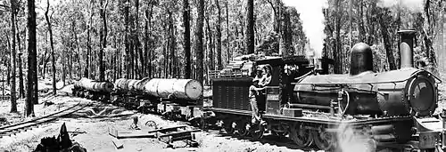 4-6-0 locomotive no. 2 of the State Saw Mills (of Western Australia), similar to the WAGR G class, in the 1940s