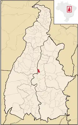 Location of Lajeado in the State of Tocantins