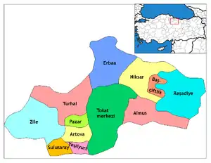 Districts of Tokat