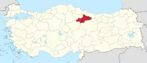 Location of the province within Turkey