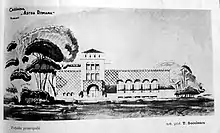 Sketch of a casino project for the Astra Romana refinery, Ploiești, Romania, 1937