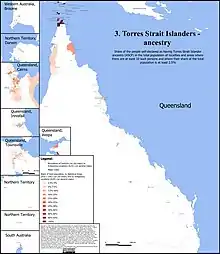 Geographical distribution of people with Torres Strait Islander ancestry