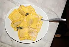 Tortelli di zucca with butter and sage