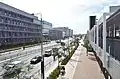 “Management Facility Building” and the “Fisheries Wholesale Building” at the back of the Toyosu Market “Fisheries Naka Wholesale Building”