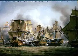 The 74-gun Redoutable (1795) at the Battle of Trafalgar.