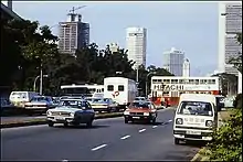 Image 31Traffic in Singapore, 1981. Prior to the introduction of the Certificate of Entitlement (COE) in 1990, vehicles per capita in Singapore was the highest in ASEAN. (from History of Singapore)