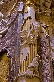 Baroque putti mascarons on a column of the El Transparente altarpiece, Toledo Cathedral, Toledo, Spain, designed and made by Narciso Tomé, 1729-1732