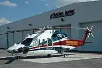 Trauma Hawk 1 at its hangar at Palm Beach International Airport