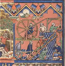 A treadmill crane (13th century)