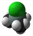 Space-filling model of the trimethylsilyl chloride molecule