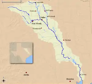 Map of the Trinity River and associated watershed