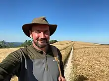 Tristan Gooley on the South Downs Way at Bignor Hill, West Sussex.