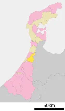 Location of Tsubata in Ishikawa Prefecture