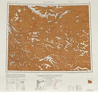 Map including the southern part of the county and areas disputed between China and India (AMS, 1950)