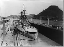 Arizona transits the Panama Canal in 1921