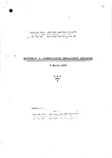 Cover page of the 1946 UKUSA Agreement