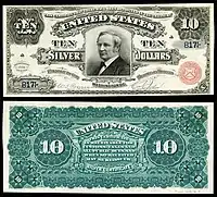 $10 Silver Certificate, Series 1886, Fr.291, depicting Thomas Hendricks