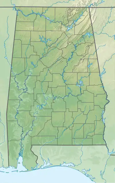 Location of Lake Harding in Alabama, USA.