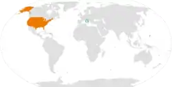 Map indicating locations of Holy See and United States