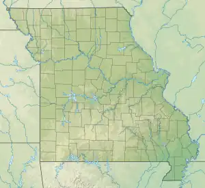 Location of Lake Springfield in Missouri, USA.