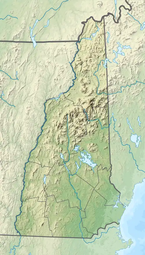 Location of Lake Armington in New Hampshire, USA.