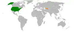 Map indicating locations of USA and Uzbekistan