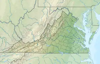 A map of the United States showing the location of Shawvers Run Wilderness