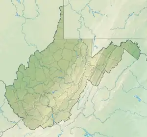 Map showing the location of Burches Run Wildlife Management Area